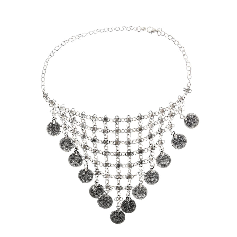 Summer Coin Tassel Necklace For Women Bohemian Collarbone Chain