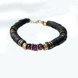 Vintage Silicone Clay Bead Bracelet with Natural Stone Embellishments