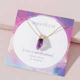Dainty Short Chain Purple Stone Pendant Necklace for Women
