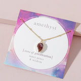 Dainty Short Chain Purple Stone Pendant Necklace for Women