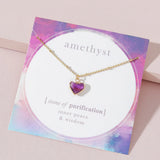 Dainty Short Chain Purple Stone Pendant Necklace for Women