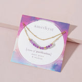 Dainty Short Chain Purple Stone Pendant Necklace for Women