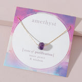 Dainty Short Chain Purple Stone Pendant Necklace for Women