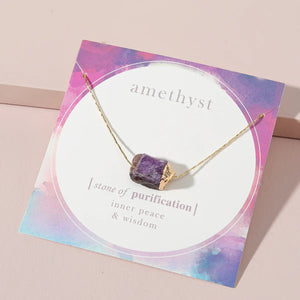 Dainty Short Chain Purple Stone Pendant Necklace for Women