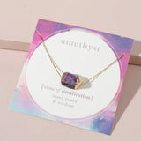 Dainty Short Chain Purple Stone Pendant Necklace for Women