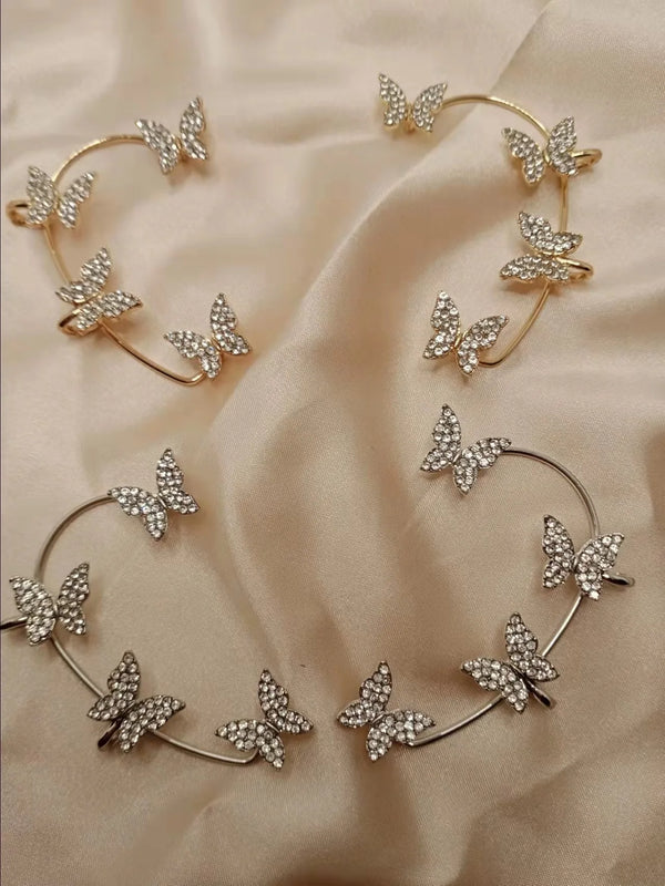 Flash Butterfly Ear Hook Ear Clip Earrings