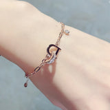 Rhinestone Circle Bracelet Zircon D Letter Bling Gift
