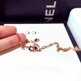 Rhinestone Circle Bracelet Zircon D Letter Bling Gift