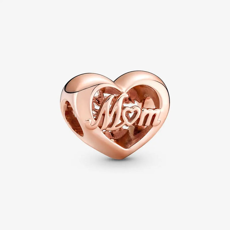 925 Sterling Silver Thank You Mom Heart Charms for Bracelets DIY