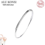 Real 925 Sterling Silver Love Heart Bracelet for Women