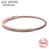 Real 925 Sterling Silver Love Heart Bracelet for Women