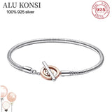 Real 925 Sterling Silver Love Heart Bracelet for Women