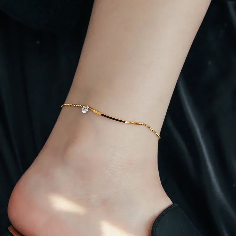 18K Plated Cubic Zirconia Anklet Chain