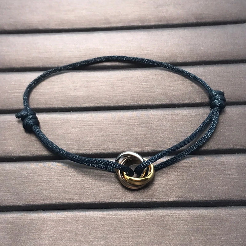 Silver Chain Red String Round Bracelet