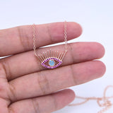 925 Silver Evil Eye Necklace Rose Cz