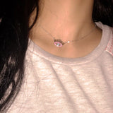 925 Silver Evil Eye Necklace Rose Cz