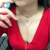 925 Silver Evil Eye Necklace Rose Cz