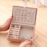 Mini Jewelry Display Case Ring Box Cabinet Armoire Portable Organizer Case