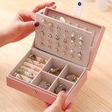 Mini Jewelry Display Case Ring Box Cabinet Armoire Portable Organizer Case