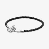T Clasp Leather Bracelet for Women
