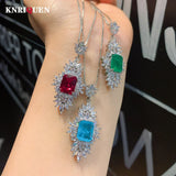 Ruby Emerald Paraiba Tourmaline Pendant Necklace Vintage Lab Diamond