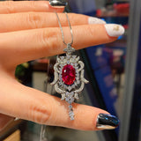 Ruby Emerald Tourmaline Pendant Necklace Vintage Cocktail Fine Jewelry