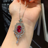 Ruby Emerald Tourmaline Pendant Necklace Vintage Cocktail Fine Jewelry