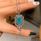 Ruby Emerald Tourmaline Pendant Necklace Vintage Cocktail Fine Jewelry