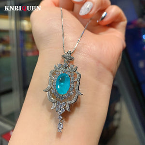 Ruby Emerald Tourmaline Pendant Necklace Vintage Cocktail Fine Jewelry