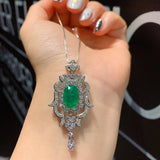 Ruby Emerald Tourmaline Pendant Necklace Vintage Cocktail Fine Jewelry