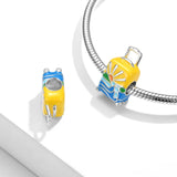 925 Silver Honey Bear Enamel Charm for Bracelet Jewelry