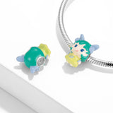 925 Silver Honey Bear Enamel Charm for Bracelet Jewelry