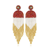 Bohemia Beaded Tassel Earrings Colorful Fringe Vintage