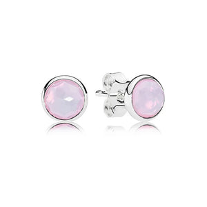 S925 Silver Women's Earrings w/ Gemstone Round