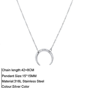 Moon Pendant Stainless Steel Necklace for Women