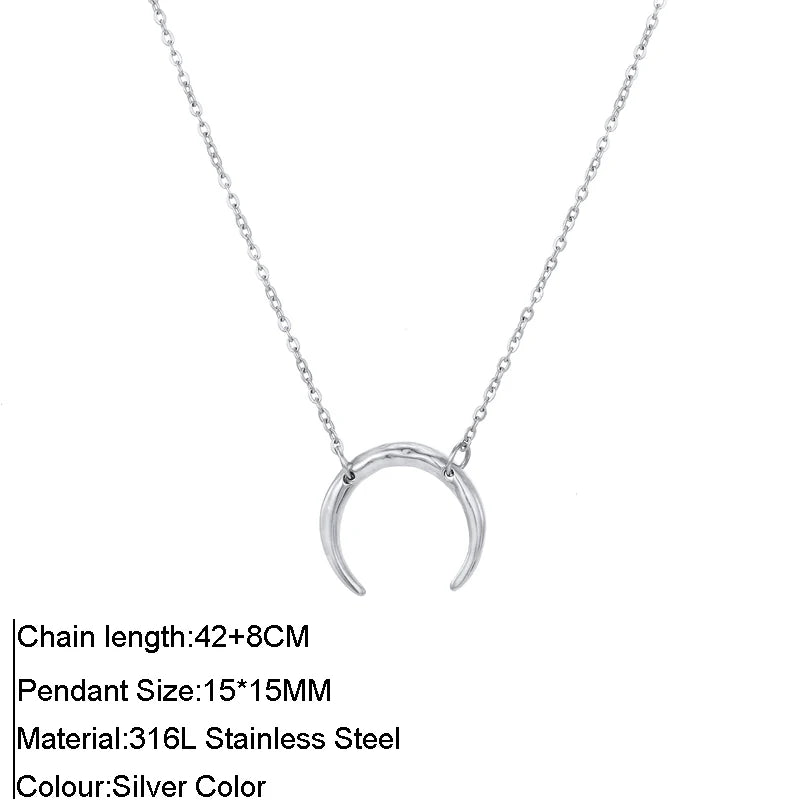 Moon Pendant Stainless Steel Necklace for Women