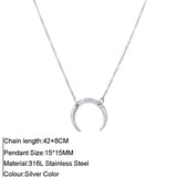 Moon Pendant Stainless Steel Necklace for Women