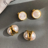 Famous Vintage Round Pearl 18K Earrings For Women High Lady