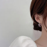 Korea Purple Grape Crystal Stud Earrings For Women Weddings