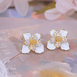 Delicate Flower Stud Earrings for Women Wedding Jewelry