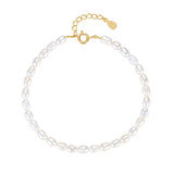 Freshwater Pearl Bracelet 925 Sterling Silver 18K Plated Women Gift