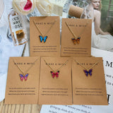 Colorful Butterfly Pendant Necklace for Women