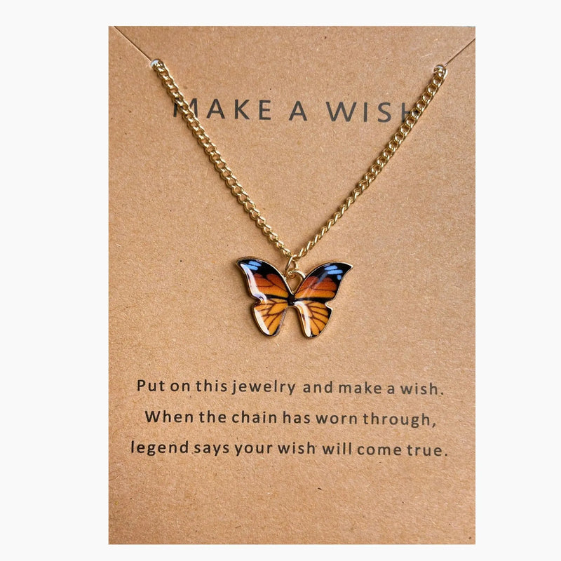 Colorful Butterfly Pendant Necklace for Women
