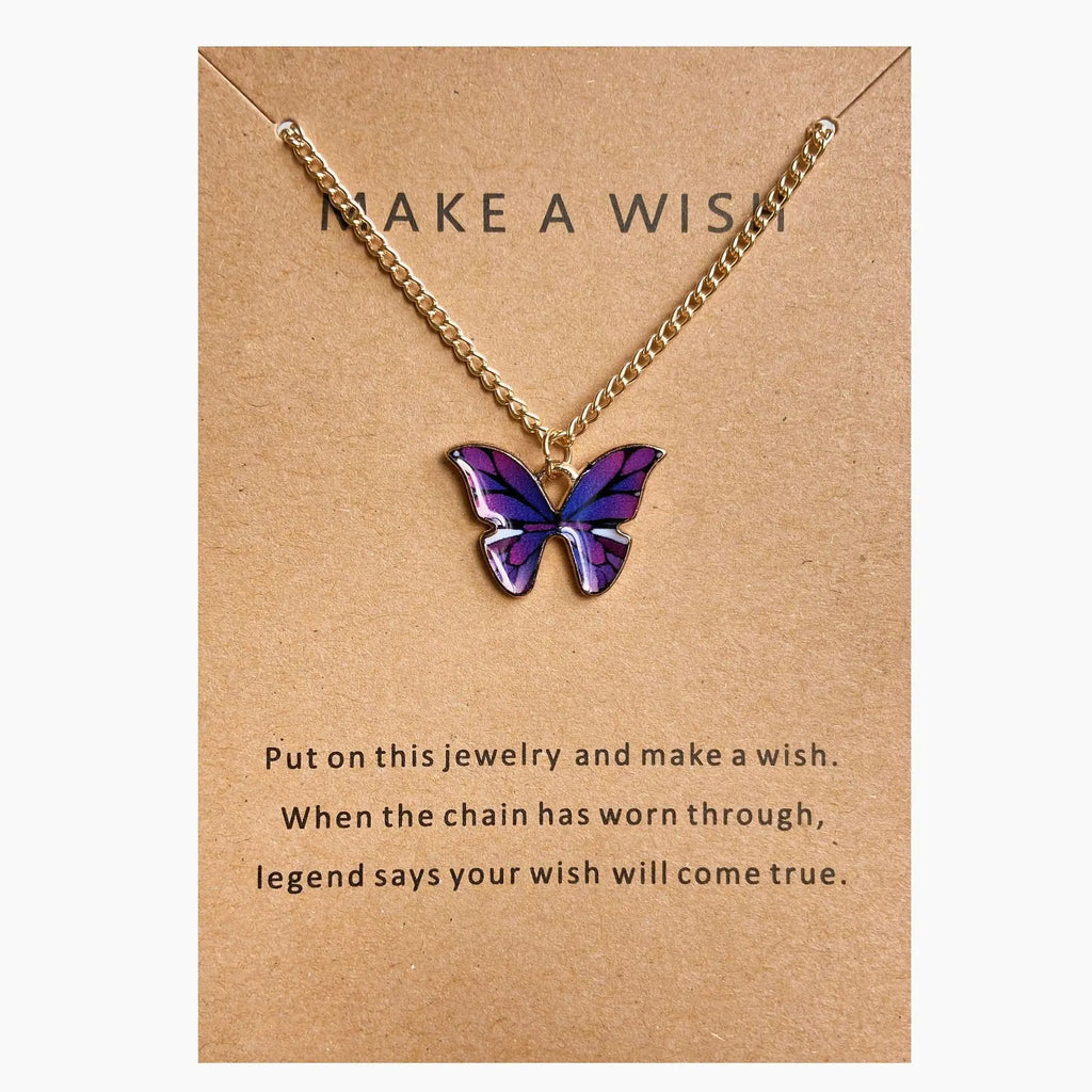 Colorful Butterfly Pendant Necklace for Women