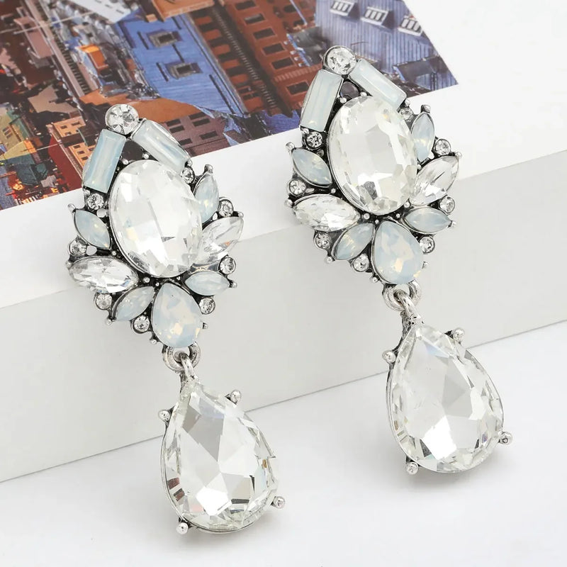 Multicolor Rhinestone Pearl Dangle Earrings for Women