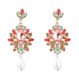 Multicolor Rhinestone Pearl Dangle Earrings for Women