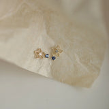 Flower CZ 14k 925 Silver Stud Earrings Women Girls