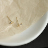 Flower CZ 14k 925 Silver Stud Earrings Women Girls