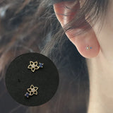 Flower CZ 14k 925 Silver Stud Earrings Women Girls