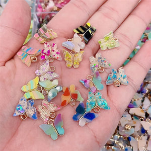 Multicolor Acrylic Butterfly Pendant Charm for DIY Keychain Accessories